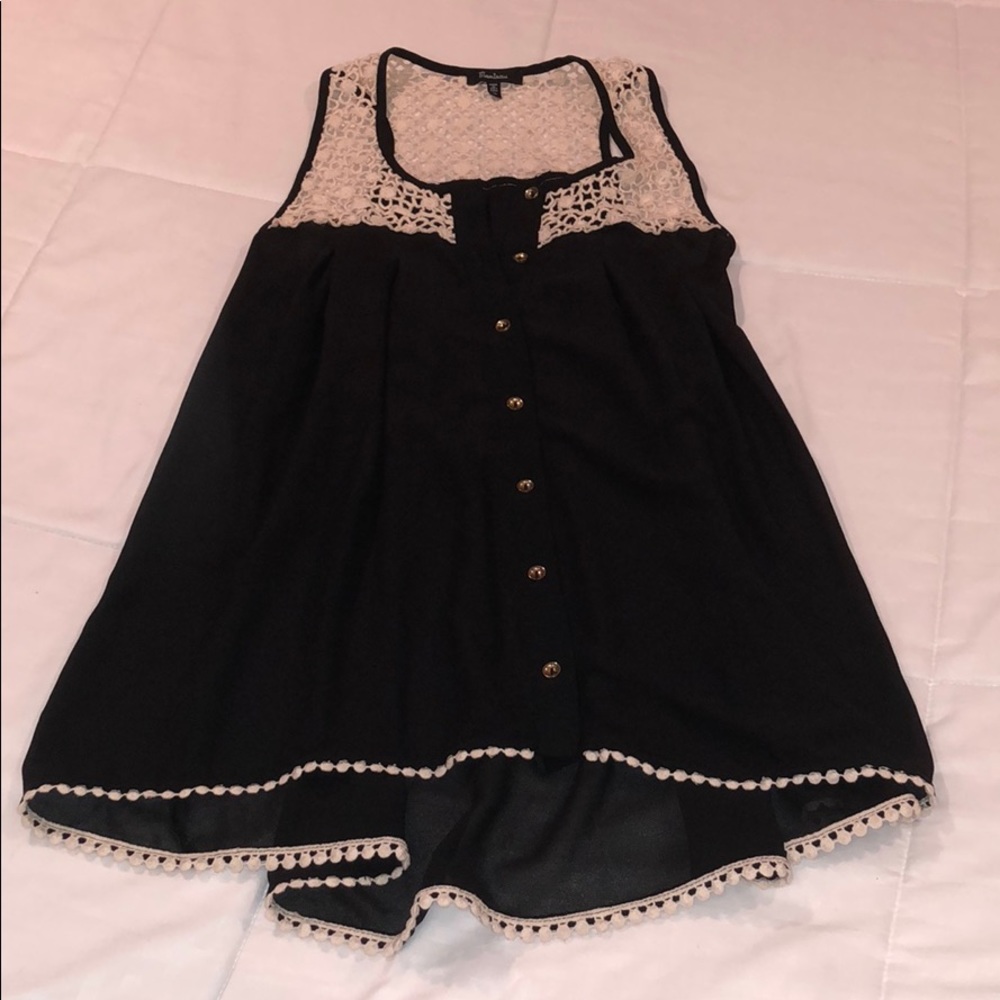 Sheer lace top babydoll tank